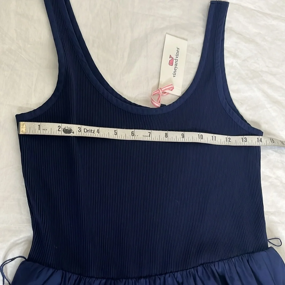 Vineyard Vines Women's Poplin Rib Mix Midi Dress size S Navy Preppy Country Club - Picture 13 of 15